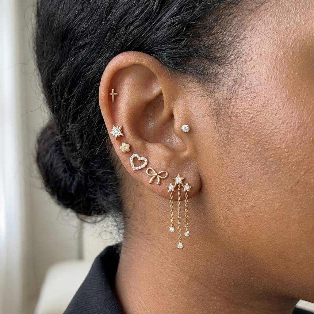 Lot de boucle d'oreille en acier inoxydable