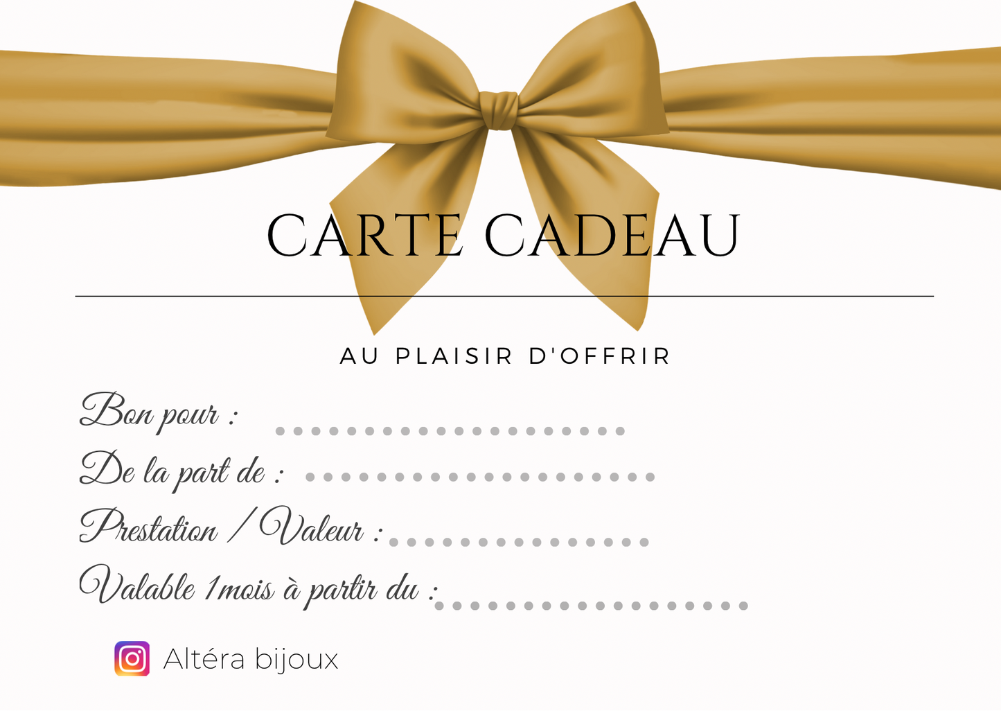 Carte-cadeau Altéra boutique